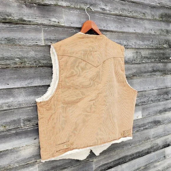 Lee Storm Rider corduroy tan vest, soft sherpa lining, vintage Western men's XXL - Picture 7 of 8